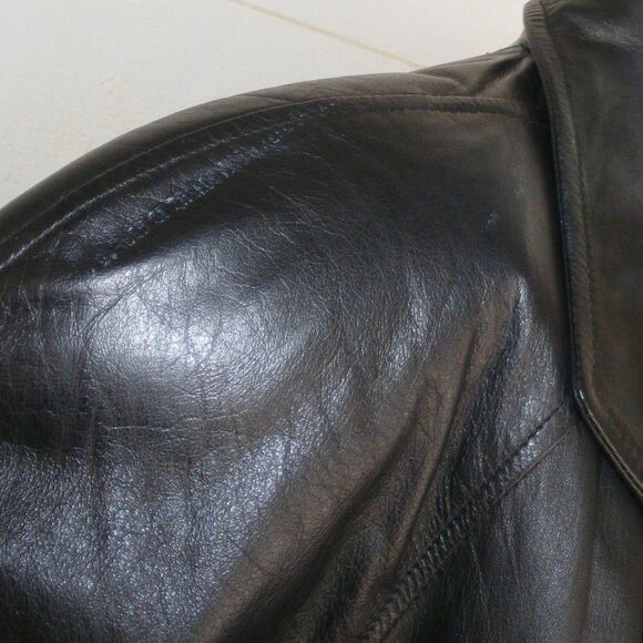 BECHAMEL Leather Jacket, M, Black, Vintage, Shoulder pads, long sleeves… - Picture 10 of 13